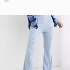 Aerie Groove On Sky Blue Velour Flare Pants, Size Medium